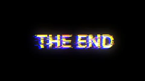 3D rendering the end text with screen effects of technological glitches Stock-Illustration
