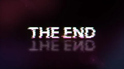 3D rendering the end text with screen effects of technological glitches Stock Illustration