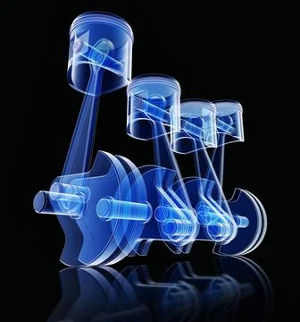 3D rendering of a engine in a blue print style イラスト素材