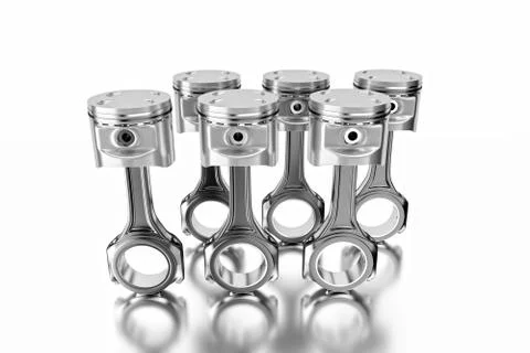 3D rendering. Engine piston with piston rings. Stock Illustration