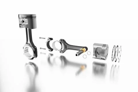 3D rendering. Engine piston with piston rings. Stock Illustration