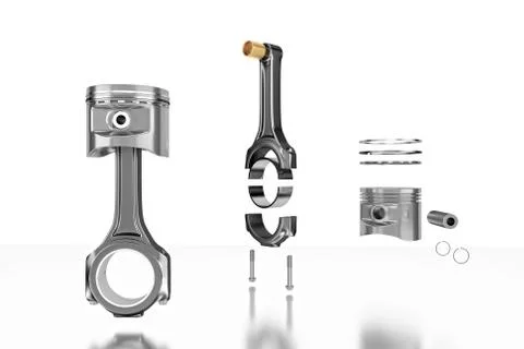 3D rendering. Engine piston with piston rings. イラスト素材