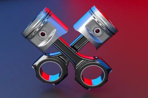 3D rendering. Engine piston with piston rings. Stock Illustration