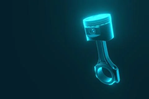 3D rendering. Engine piston with piston rings. Foto stock