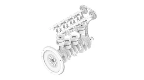 3D rendering of an engine technical components isolated on white background Stock Illustration