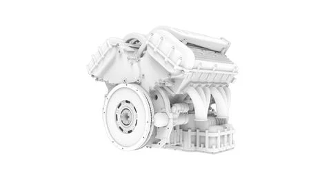 3D rendering of an engine technical components isolated on white background 库存插图