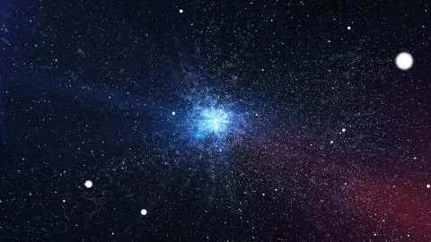 3D rendering of the enigmatic Big Bang flare up with numerous bright stars, a Stock Illustration