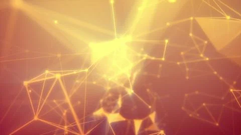 3D rendering of an enigmatic cyberspace with wide yellow rays, thin fiber tub Stock Illustration