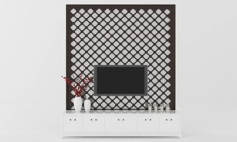 3D rendering of an entertainment center interior Stock Illustration