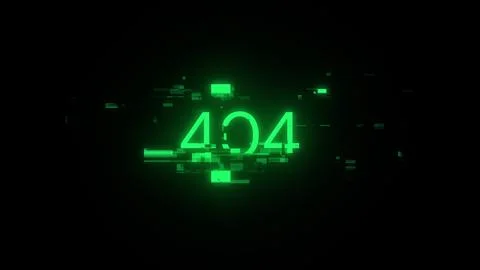 3D rendering error 404 text with screen effects of technological glitches Stock Illustration