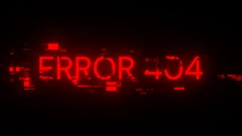 3D rendering error 404 text with screen effects of technological glitches Stock Illustration