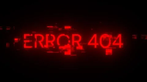 3D rendering error 404 text with screen effects of technological glitches Stock Illustration