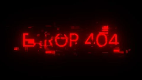 3D rendering error 404 text with screen effects of technological glitches Stock Illustration