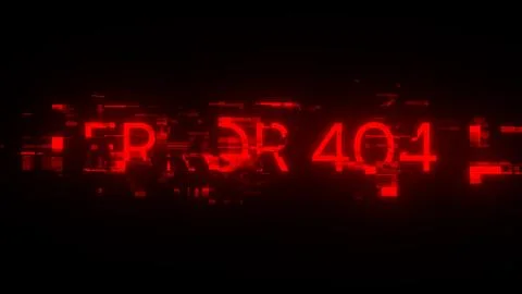 3D rendering error 404 text with screen effects of technological glitches Stock Illustration