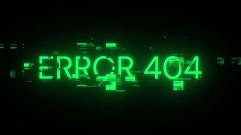 3D rendering error 404 text with screen effects of technological glitches Stock Illustration