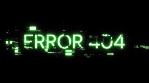 3D rendering error 404 text with screen effects of technological glitches Illustrazione stock