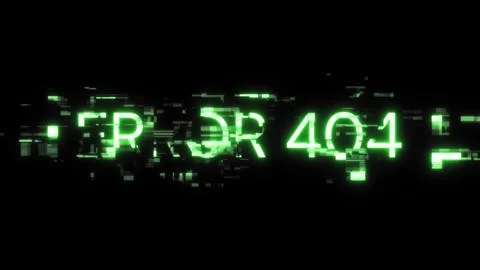 3D rendering error 404 text with screen effects of technological glitches Stock Illustration