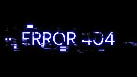 3D rendering error 404 text with screen effects of technological glitches Illustrazione stock