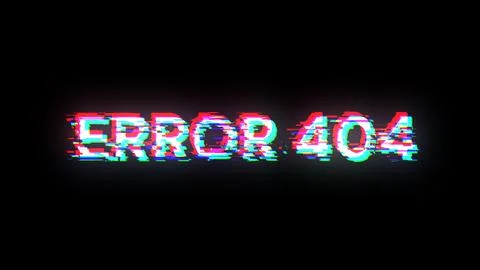 3D rendering error 404 text with screen effects of technological glitches Stock Illustration