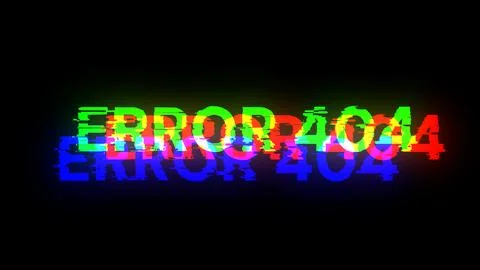 3D rendering error 404 text with screen effects of technological glitches Stock Illustration
