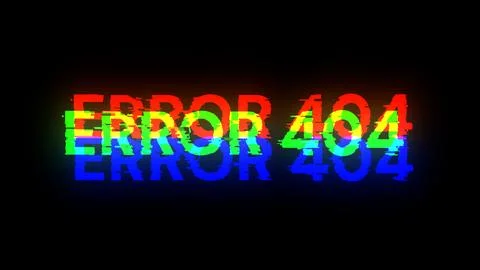 3D rendering error 404 text with screen effects of technological glitches Stock Illustration
