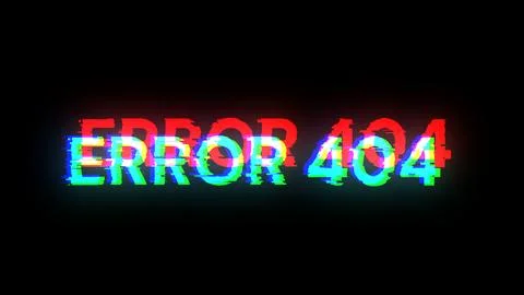3D rendering error 404 text with screen effects of technological glitches Stock Illustration