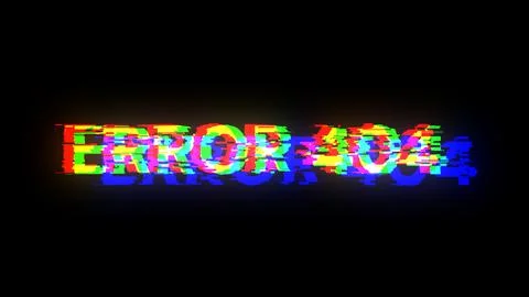 3D rendering error 404 text with screen effects of technological glitches Stock Illustration
