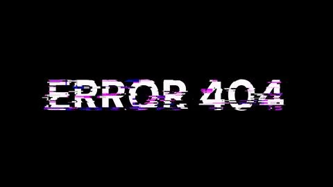 3D rendering error 404 text with screen effects of technological glitches Illustrazione stock