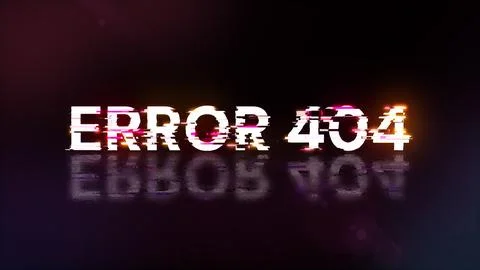 3D rendering error 404 text with screen effects of technological glitches Stock Illustration