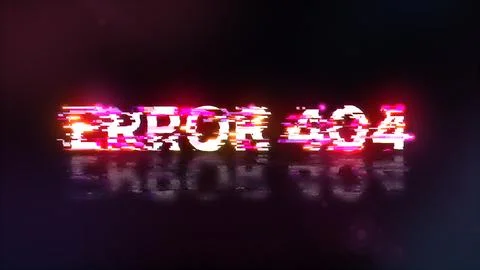 3D rendering error 404 text with screen effects of technological glitches Illustrazione stock