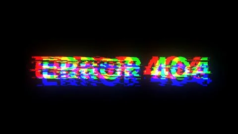 3D rendering error 404 text with screen effects of technological glitches Stock Illustration