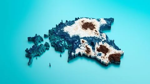 3D rendering of Estonia map with shaded relief イラスト素材