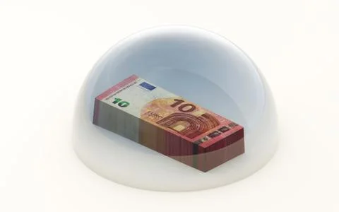 3d rendering eu money protected under a dome Stock-Illustration