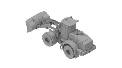 3D rendering of a excavator dozer computer model isolated on white background Stock Illustration