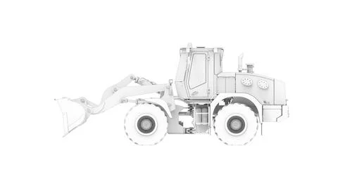 3D rendering of a excavator dozer computer model isolated on white background Stock Illustration