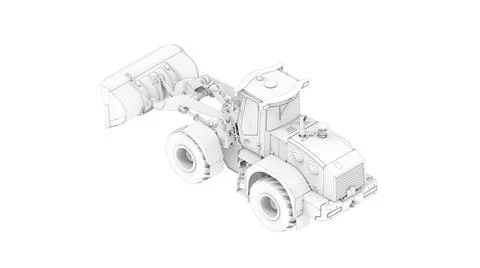 3D rendering of a excavator dozer computer model isolated on white background Stock Illustration