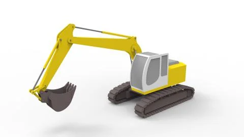 3d rendering of an excavator isolated in white studio background Stock-Illustration