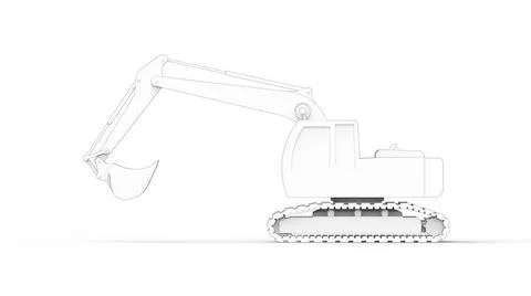 3d rendering of an excavator isolated in white studio background 3d render... Stock Photos