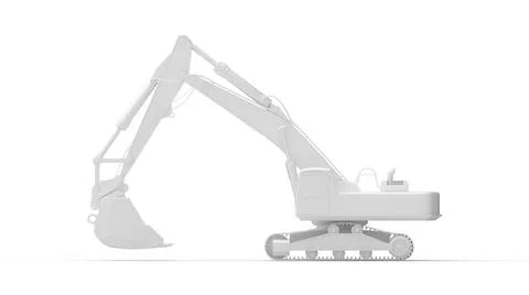 3D rendering of an excavator model isolated on a white background Stock Illustration