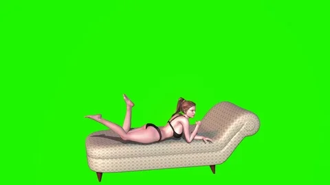3D rendering. Exhibition of half-naked woman on a sleepy bed. Stock Footage 115852335