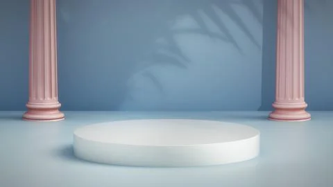 3D Rendering of Exhibition Room Background with Pastel Colors Illustrazione stock