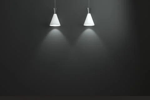 3d rendering, the exhibition wall with exquisite top light. Stock-Illustration
