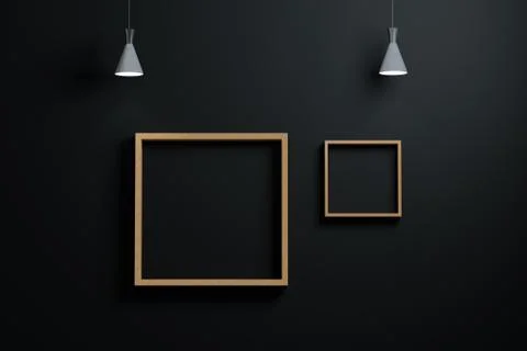 3d rendering, the exhibition wall with exquisite top light. Stock-Illustration