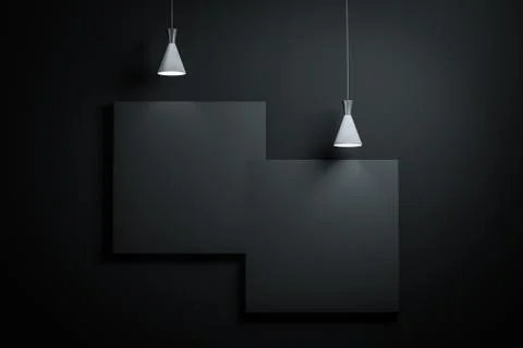 3d rendering, the exhibition wall with exquisite top light. Stock-Illustration
