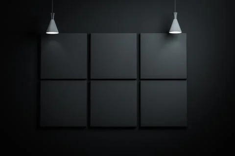 3d rendering, the exhibition wall with exquisite top light. Stock-Illustration