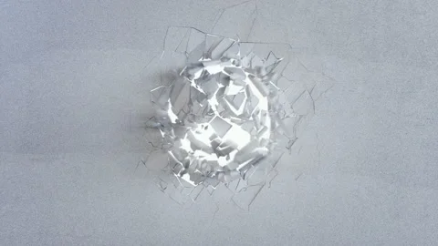 3d rendering, explosion, broken concrete wall, cracked earth, bullet hole Stock Footage 91939947