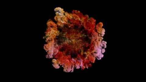 3D rendering of explosion, smoke, effect shock wave and diverging waves Illustrazione stock