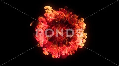 3D rendering of explosion, smoke, effect shock wave and diverging waves ...
