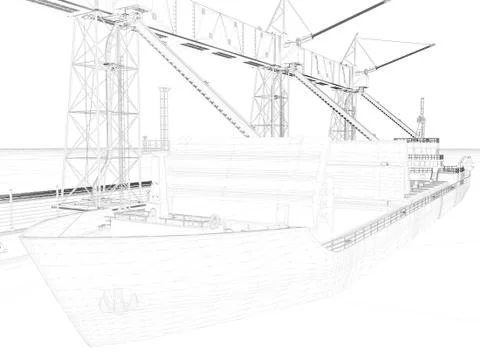 3d rendering of exterior black lines on white background Stock Illustration