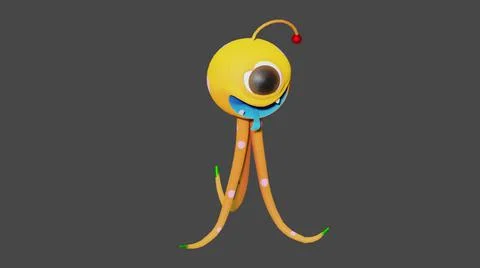 3D rendering of an eye monster isolated on gray background Ilustração Stock